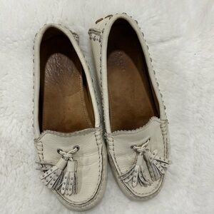 Coach White Leather Moccasins with Tassels